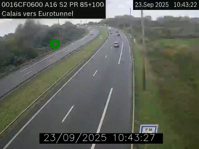 <h2>Webcam A16 à Calais en direction du Tunnel sous la Manche (Eurotunnel)</h2>