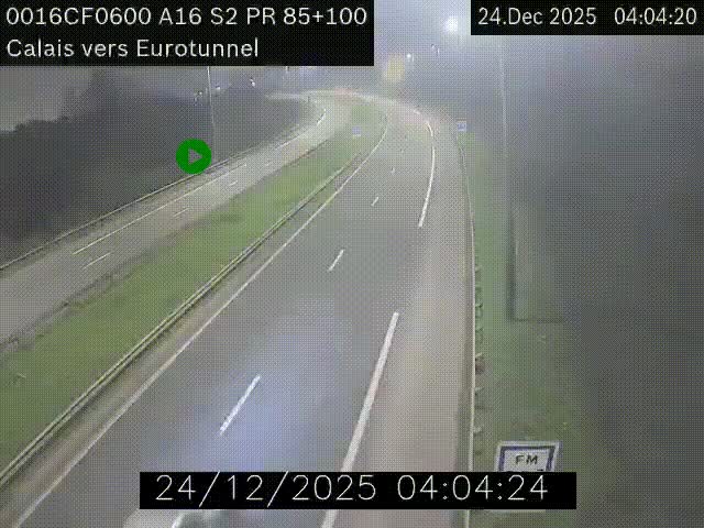 <h2>Webcam A16 à Calais en direction du Tunnel sous la Manche (Eurotunnel)</h2>