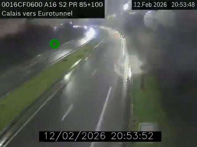<h2>Webcam A16 à Calais en direction du Tunnel sous la Manche (Eurotunnel)</h2>