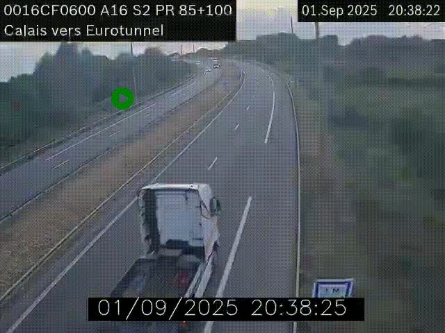 <h2>Webcam A16 à Calais en direction du Tunnel sous la Manche (Eurotunnel)</h2>