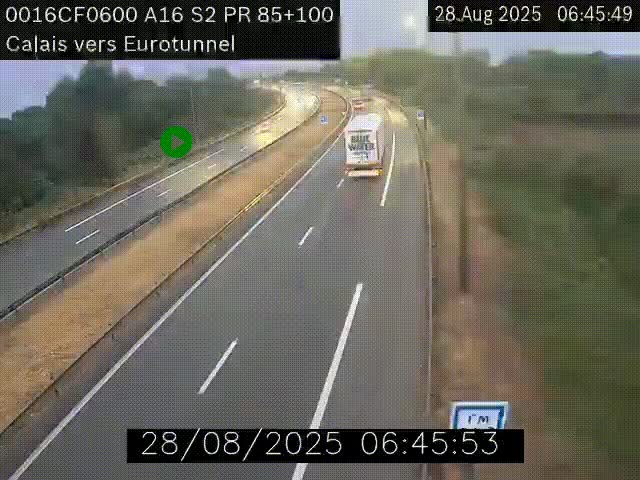 <h2>Webcam A16 à Calais en direction du Tunnel sous la Manche (Eurotunnel)</h2>