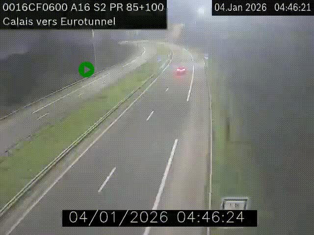 <h2>Webcam A16 à Calais en direction du Tunnel sous la Manche (Eurotunnel)</h2>