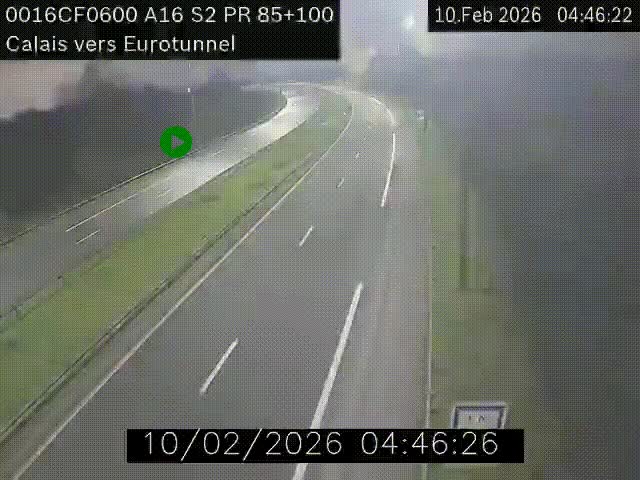 <h2>Webcam A16 à Calais en direction du Tunnel sous la Manche (Eurotunnel)</h2>