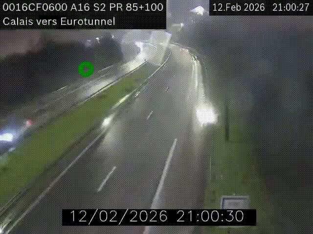 <h2>Webcam A16 à Calais en direction du Tunnel sous la Manche (Eurotunnel)</h2>