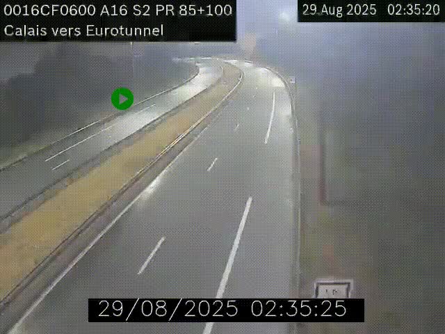 <h2>Webcam A16 à Calais en direction du Tunnel sous la Manche (Eurotunnel)</h2>