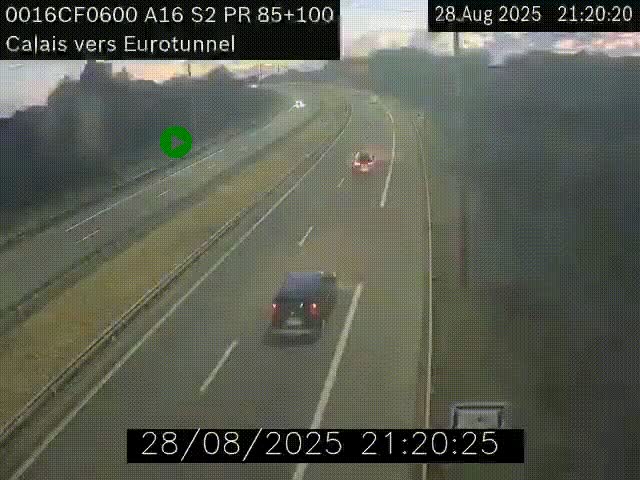 <h2>Webcam A16 à Calais en direction du Tunnel sous la Manche (Eurotunnel)</h2>