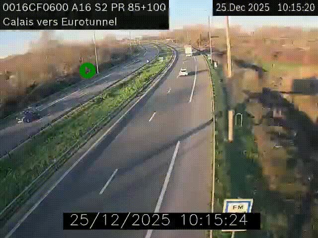 <h2>Webcam A16 à Calais en direction du Tunnel sous la Manche (Eurotunnel)</h2>