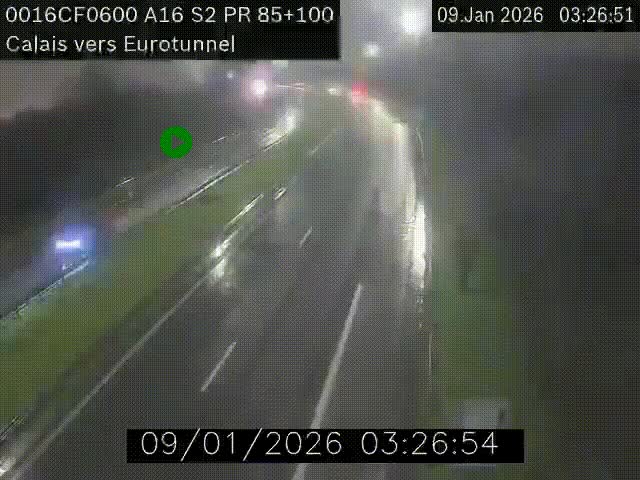 <h2>Webcam A16 à Calais en direction du Tunnel sous la Manche (Eurotunnel)</h2>