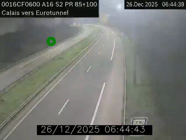 Webcam A16 à Calais en direction du Tunnel sous la Manche (Eurotunnel)