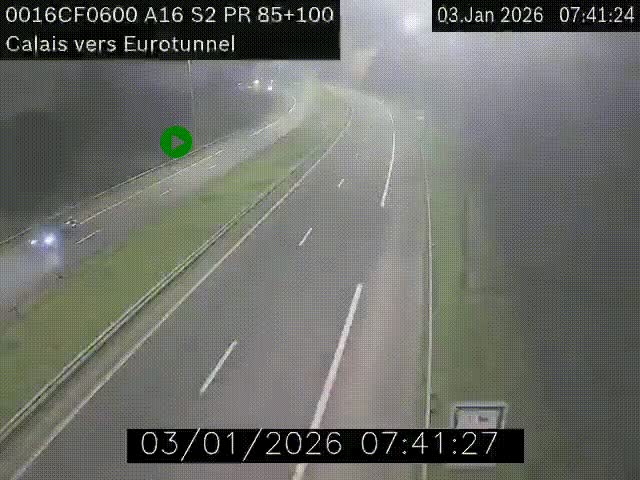 Webcam A16 à Calais en direction du Tunnel sous la Manche (Eurotunnel)
