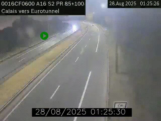 <h2>Webcam A16 à Calais en direction du Tunnel sous la Manche (Eurotunnel)</h2>