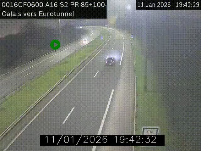 <h2>Webcam A16 à Calais en direction du Tunnel sous la Manche (Eurotunnel)</h2>