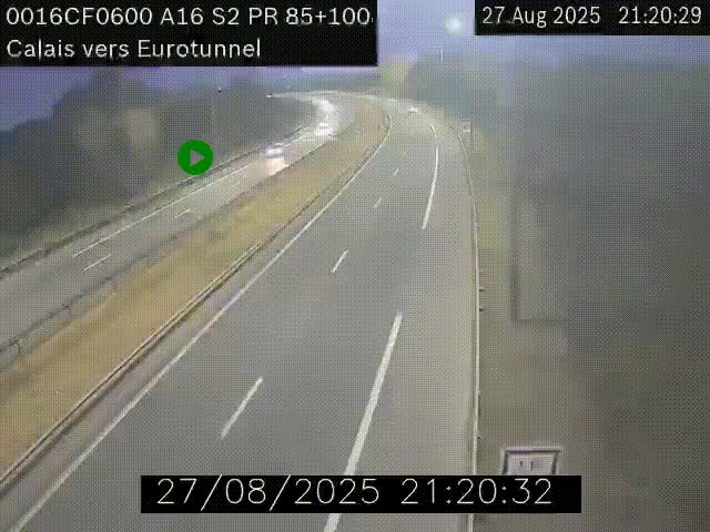 <h2>Webcam A16 à Calais en direction du Tunnel sous la Manche (Eurotunnel)</h2>