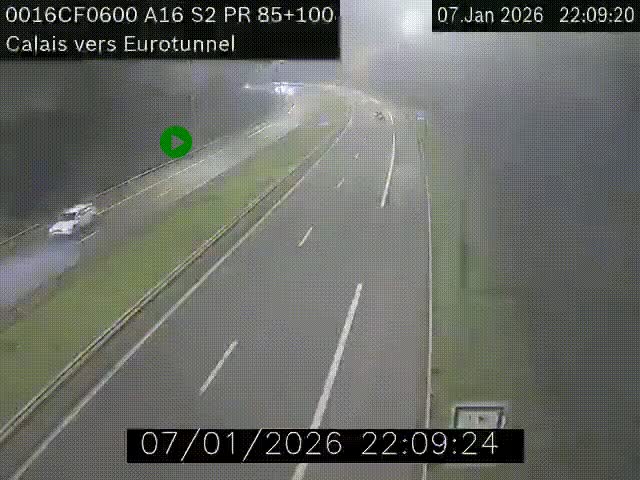 <h2>Webcam A16 à Calais en direction du Tunnel sous la Manche (Eurotunnel)</h2>