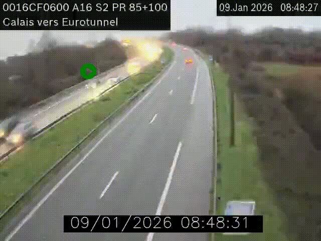 <h2>Webcam A16 à Calais en direction du Tunnel sous la Manche (Eurotunnel)</h2>
