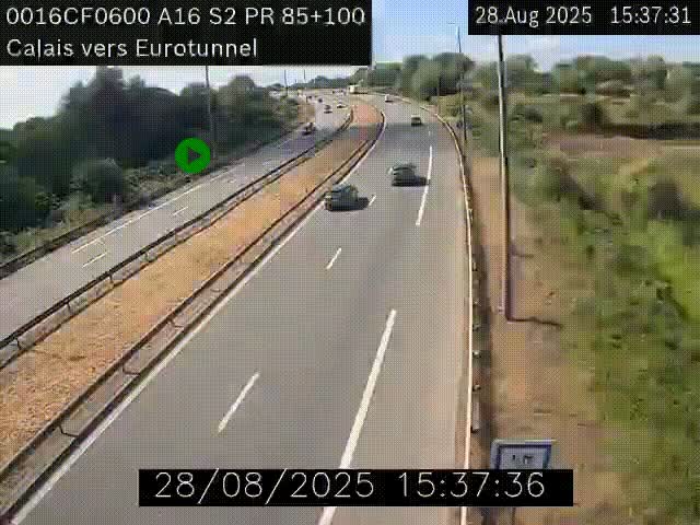 <h2>Webcam A16 à Calais en direction du Tunnel sous la Manche (Eurotunnel)</h2>