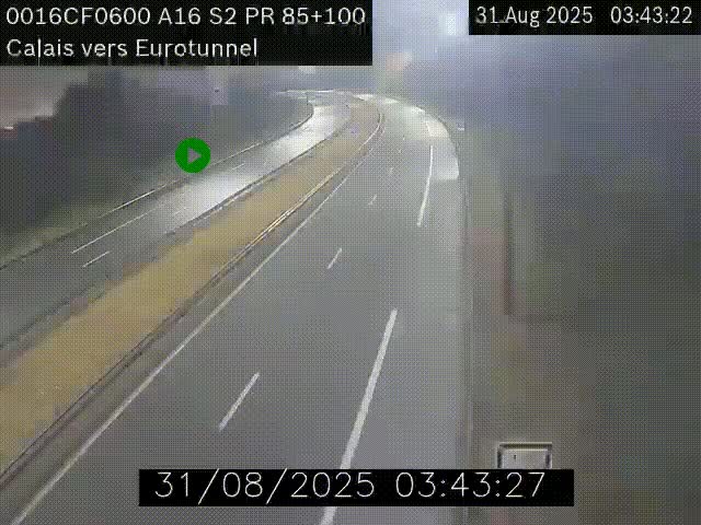 <h2>Webcam A16 à Calais en direction du Tunnel sous la Manche (Eurotunnel)</h2>