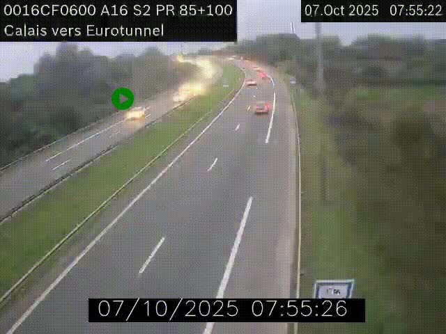 <h2>Webcam A16 à Calais en direction du Tunnel sous la Manche (Eurotunnel)</h2>