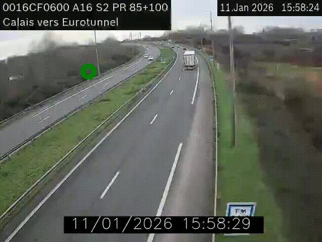 <h2>Webcam A16 à Calais en direction du Tunnel sous la Manche (Eurotunnel)</h2>