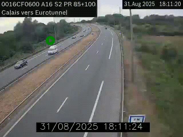 <h2>Webcam A16 à Calais en direction du Tunnel sous la Manche (Eurotunnel)</h2>