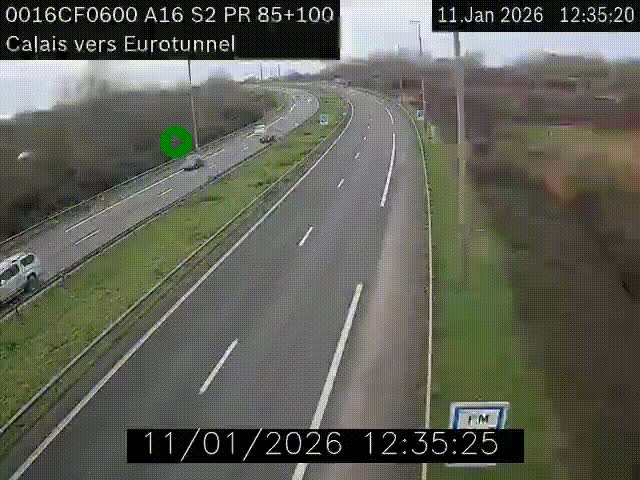 <h2>Webcam A16 à Calais en direction du Tunnel sous la Manche (Eurotunnel)</h2>