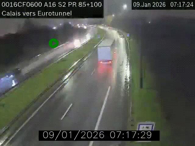 <h2>Webcam A16 à Calais en direction du Tunnel sous la Manche (Eurotunnel)</h2>