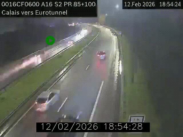 <h2>Webcam A16 à Calais en direction du Tunnel sous la Manche (Eurotunnel)</h2>