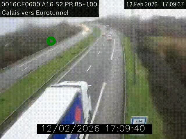 <h2>Webcam A16 à Calais en direction du Tunnel sous la Manche (Eurotunnel)</h2>