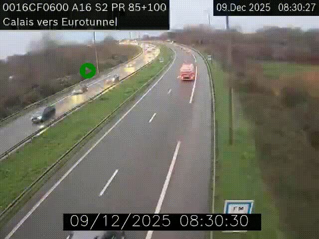 <h2>Webcam A16 à Calais en direction du Tunnel sous la Manche (Eurotunnel)</h2>