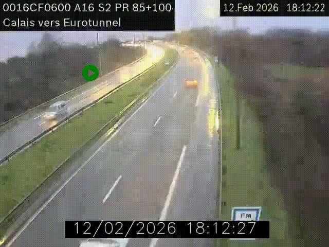 <h2>Webcam A16 à Calais en direction du Tunnel sous la Manche (Eurotunnel)</h2>