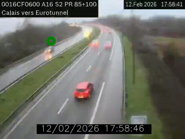 <h2>Webcam A16 à Calais en direction du Tunnel sous la Manche (Eurotunnel)</h2>