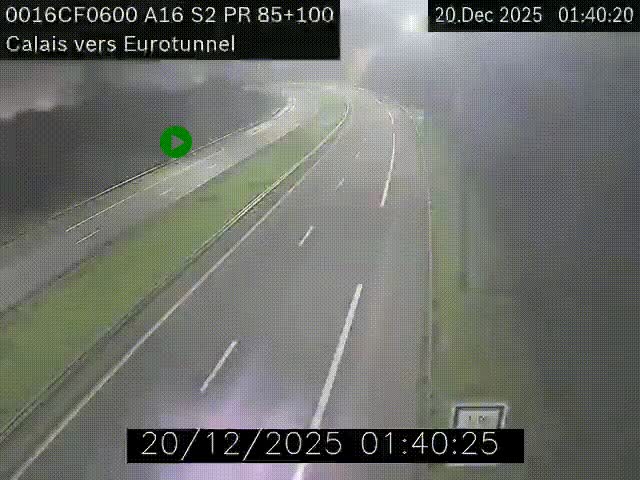 <h2>Webcam A16 à Calais en direction du Tunnel sous la Manche (Eurotunnel)</h2>