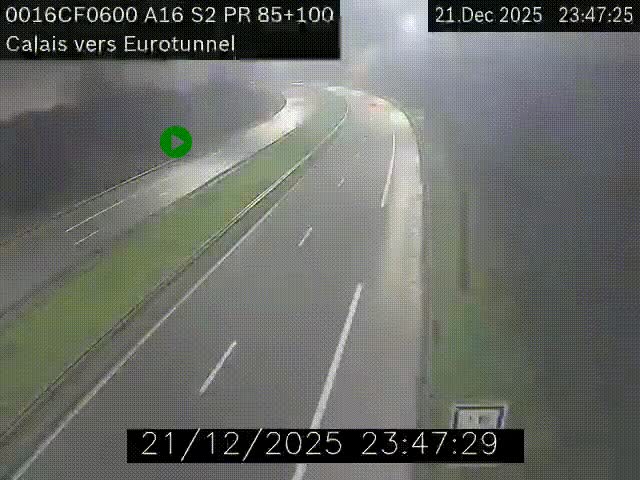 <h2>Webcam A16 à Calais en direction du Tunnel sous la Manche (Eurotunnel)</h2>
