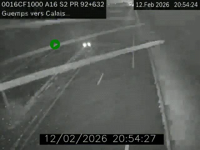 <h2>Webcam A16 juste après l'aire de repos d'Offekerque à Guemps. Vue orientée vers Calais</h2>