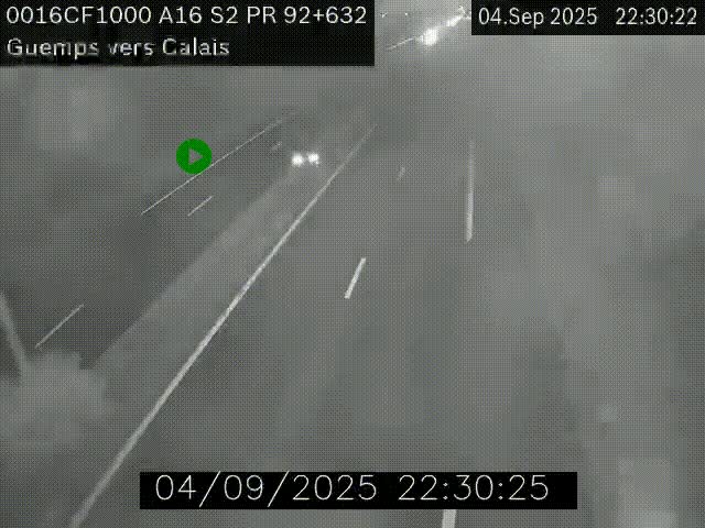 <h2>Webcam A16 juste après l'aire de repos d'Offekerque à Guemps. Vue orientée vers Calais</h2>