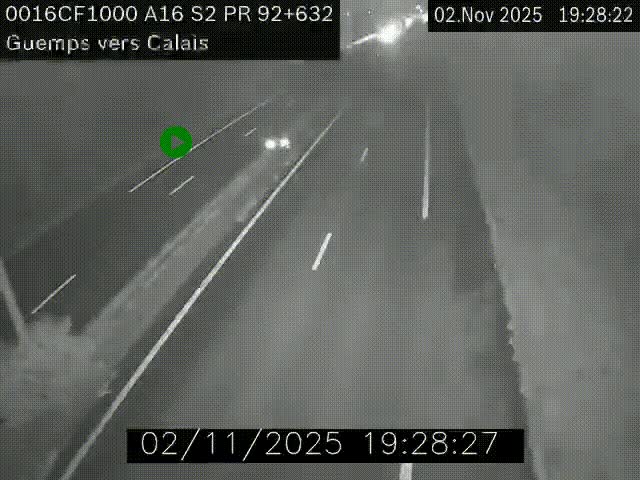 <h2>Webcam A16 juste après l'aire de repos d'Offekerque à Guemps. Vue orientée vers Calais</h2>