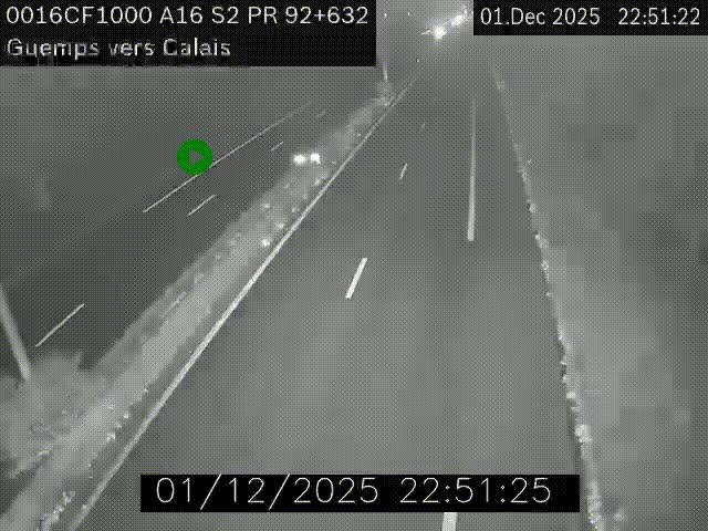 <h2>Webcam A16 juste après l'aire de repos d'Offekerque à Guemps. Vue orientée vers Calais</h2>