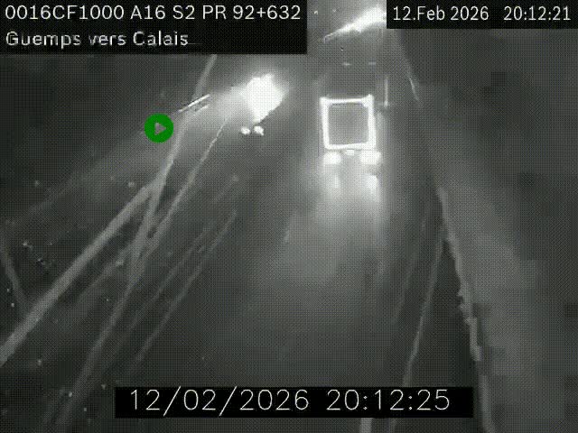 <h2>Webcam A16 juste après l'aire de repos d'Offekerque à Guemps. Vue orientée vers Calais</h2>