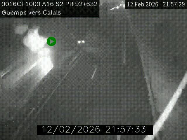 <h2>Webcam A16 juste après l'aire de repos d'Offekerque à Guemps. Vue orientée vers Calais</h2>