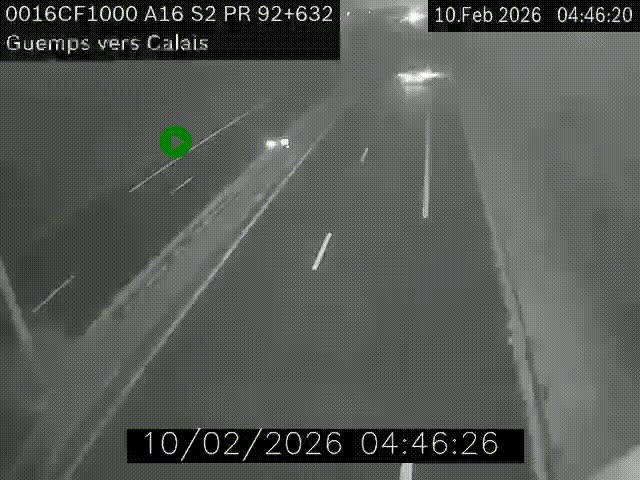 <h2>Webcam A16 juste après l'aire de repos d'Offekerque à Guemps. Vue orientée vers Calais</h2>