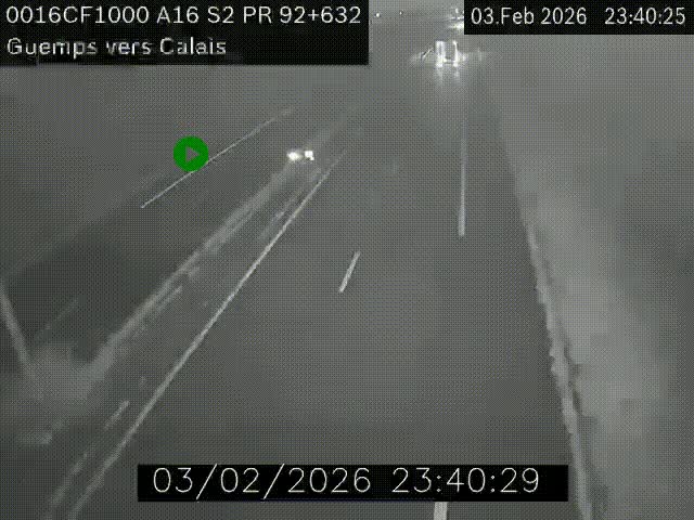 <h2>Webcam A16 juste après l'aire de repos d'Offekerque à Guemps. Vue orientée vers Calais</h2>