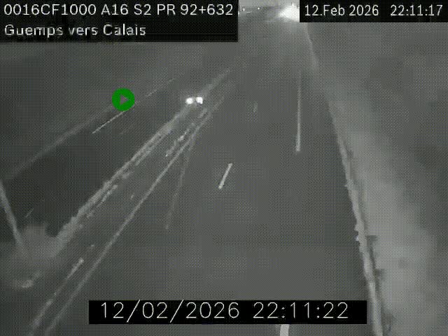 <h2>Webcam A16 juste après l'aire de repos d'Offekerque à Guemps. Vue orientée vers Calais</h2>