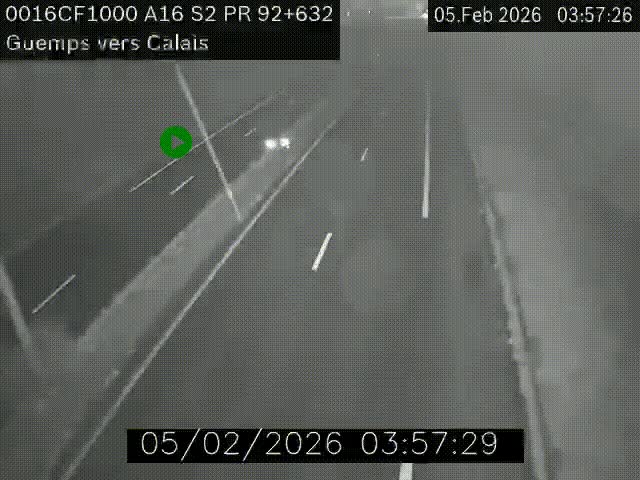 <h2>Webcam A16 juste après l'aire de repos d'Offekerque à Guemps. Vue orientée vers Calais</h2>