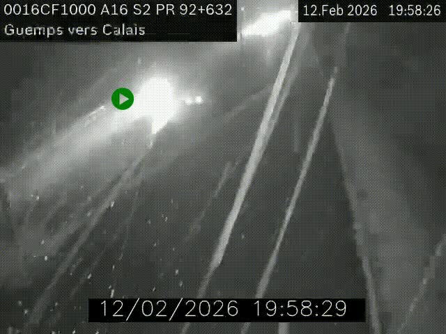 <h2>Webcam A16 juste après l'aire de repos d'Offekerque à Guemps. Vue orientée vers Calais</h2>