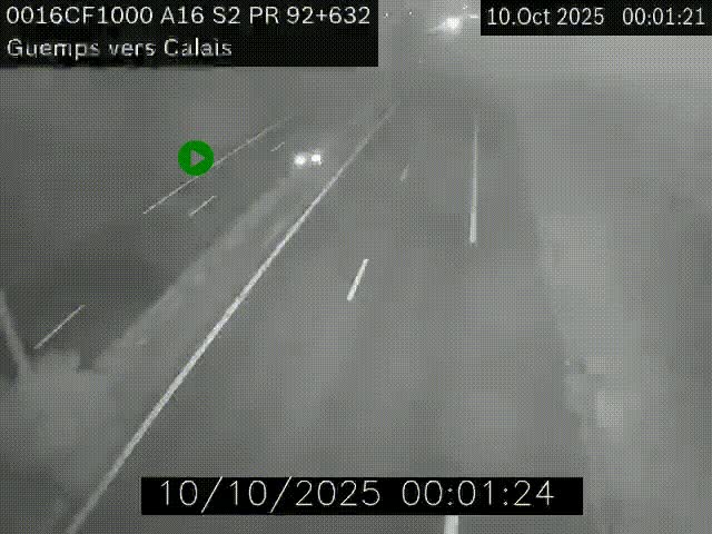 <h2>Webcam A16 juste après l'aire de repos d'Offekerque à Guemps. Vue orientée vers Calais</h2>