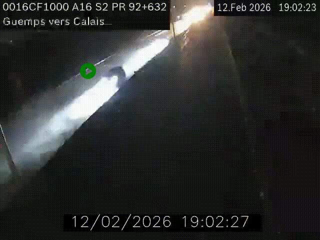 <h2>Webcam A16 juste après l'aire de repos d'Offekerque à Guemps. Vue orientée vers Calais</h2>