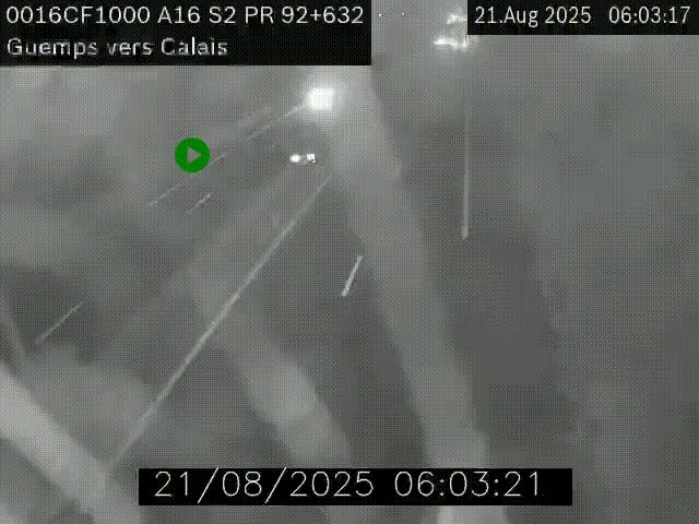 <h2>Webcam A16 juste après l'aire de repos d'Offekerque à Guemps. Vue orientée vers Calais</h2>
