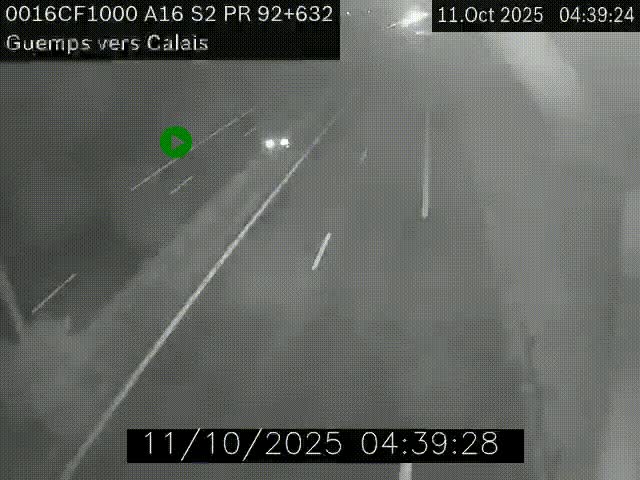 <h2>Webcam A16 juste après l'aire de repos d'Offekerque à Guemps. Vue orientée vers Calais</h2>
