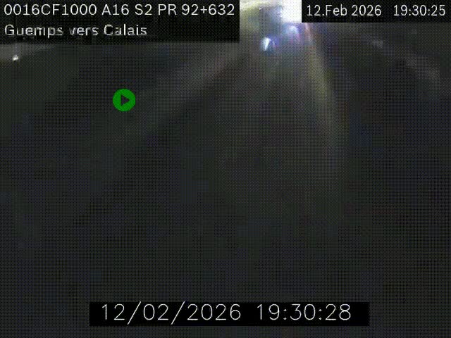 <h2>Webcam A16 juste après l'aire de repos d'Offekerque à Guemps. Vue orientée vers Calais</h2>