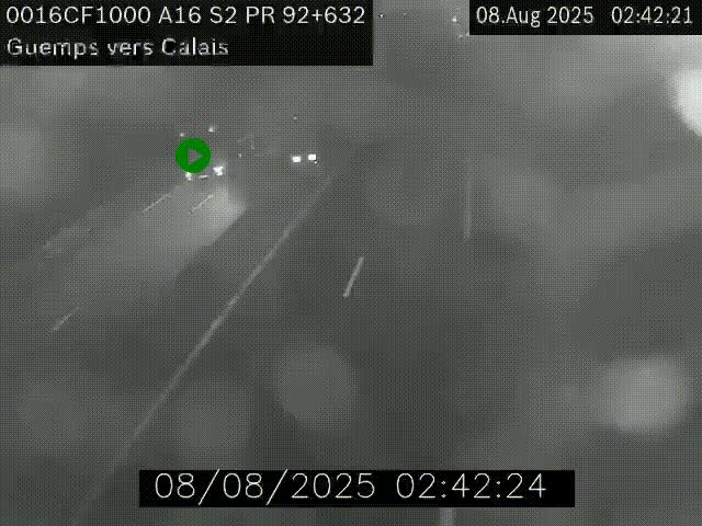 <h2>Webcam A16 juste après l'aire de repos d'Offekerque à Guemps. Vue orientée vers Calais</h2>